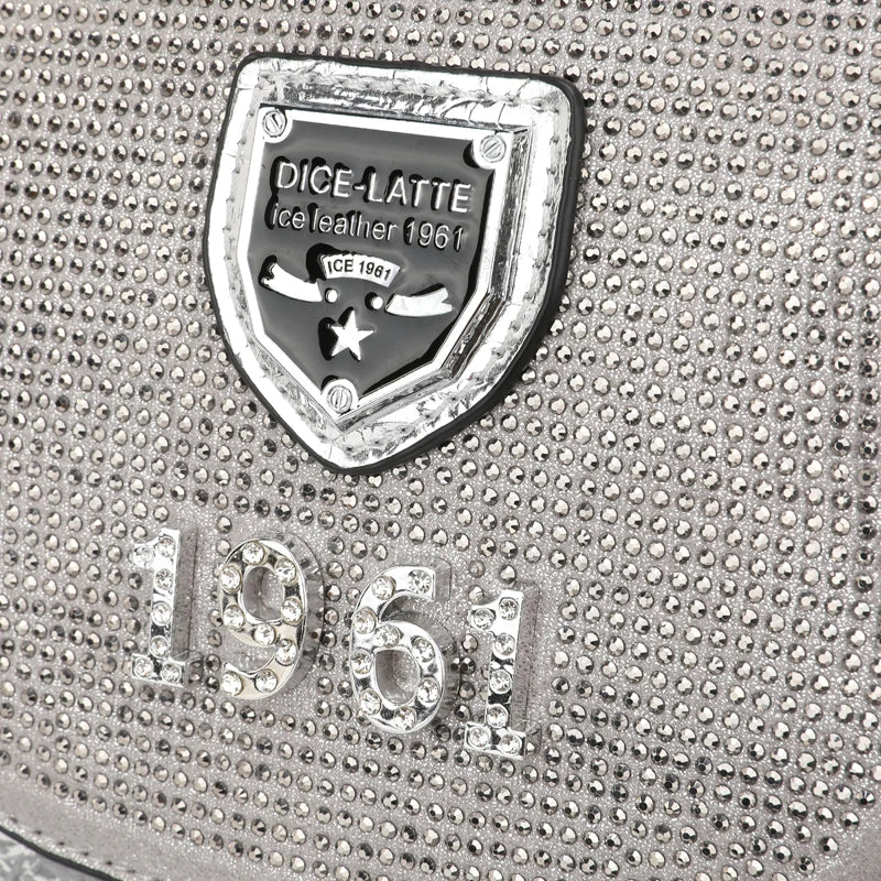 Mochila De Ombro Pequena Com Strass Bolsa Prateada Moda Brilho Com Alças Reguláveis