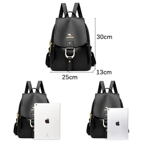 Mochila de couro multifunções para mulheres bolsas de ombro de alta qualidade