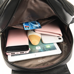 Mochila de couro multifunções para mulheres bolsas de ombro de alta qualidade