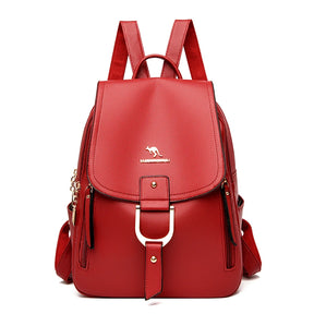 Mochila de couro multifunções para mulheres bolsas de ombro de alta qualidade
