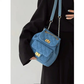 Mini Mochila Retrô Alças Com Correntaria Design Pequeno Casual