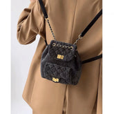 Mini Mochila Retrô Alças Com Correntaria Design Pequeno Casual