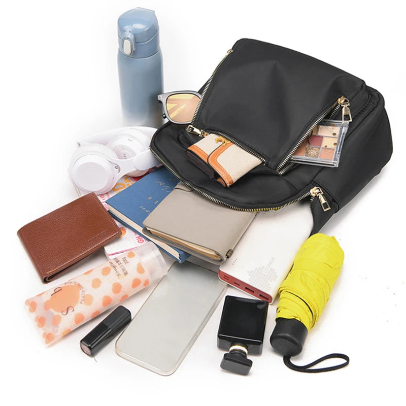 Mochila Feminina Multifuncional Para Passeio Com Chaveiro E Alça Dupla Bolsa Casual Versátil