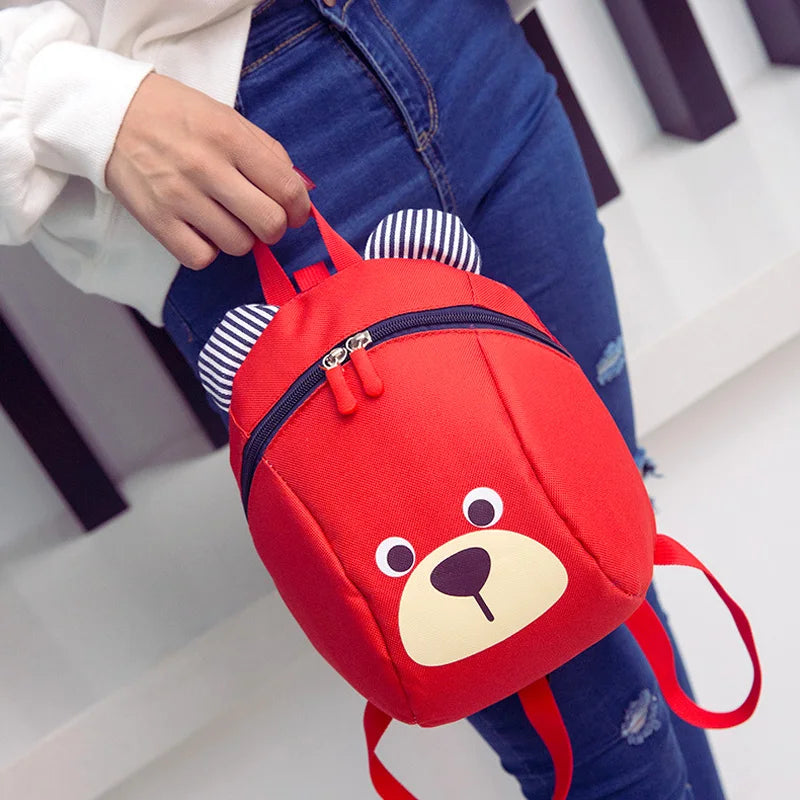 Mochila Infantil Pequena Urso de Pelúcia Desenho Animado Bolsa Portátil Design Redondo