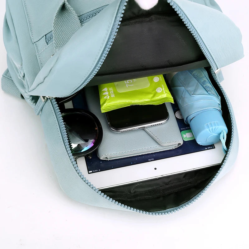 Mochila de viagem pequena para mulheres, estilo seguro, mochila de compras, alta qualidade, durável, tecido macio, sac, moda