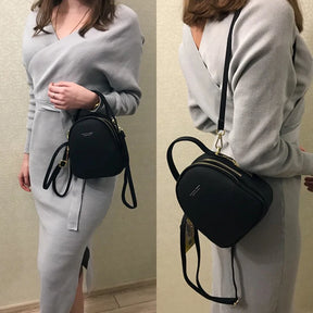 Mochila De Ombro Pequena De 3 Partes Com Alças Reguláveis  Moda Feminina