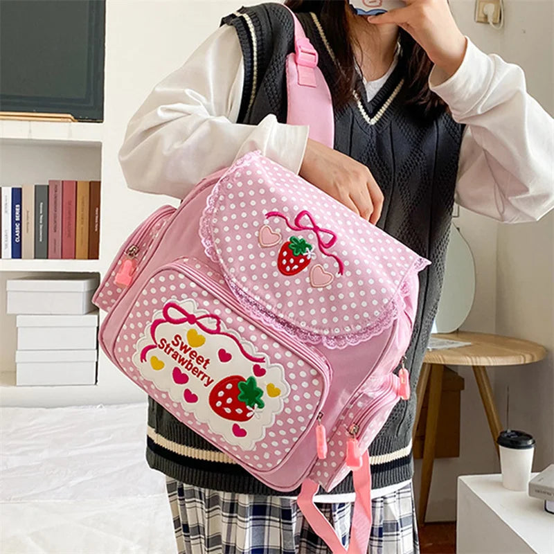 Mochila Multifuncional De Frutas Para Meninas Bolsa De Ombro Morango Renda Bolsa De Alta Qualidade