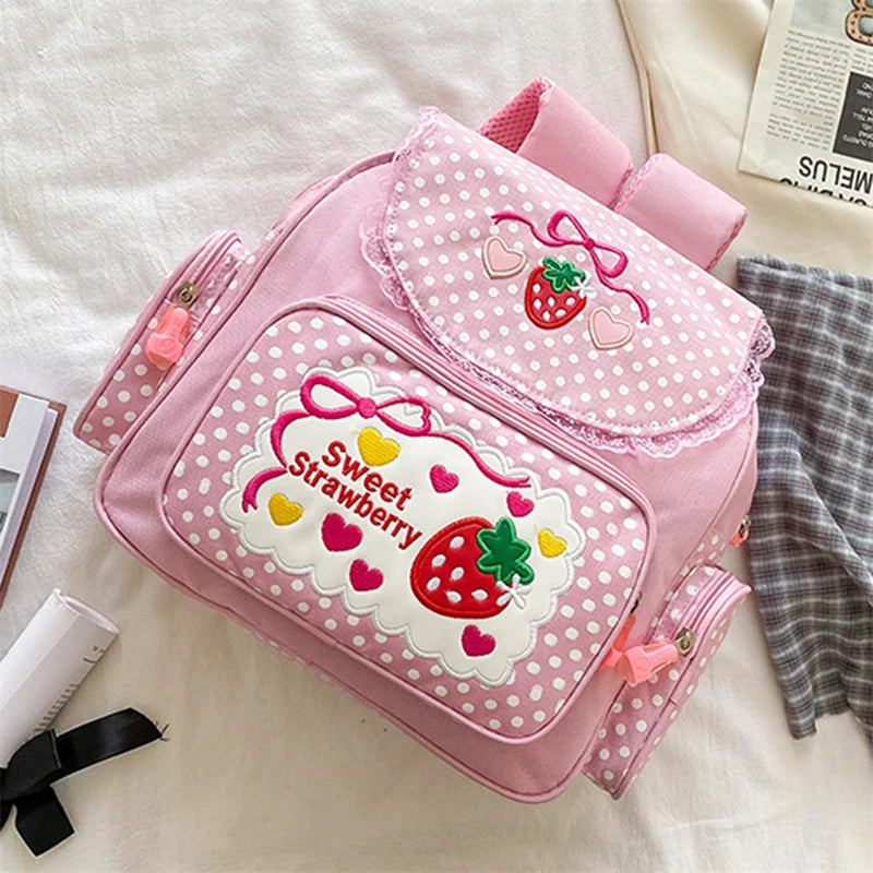 Mochila Multifuncional De Frutas Para Meninas Bolsa De Ombro Morango Renda Bolsa De Alta Qualidade