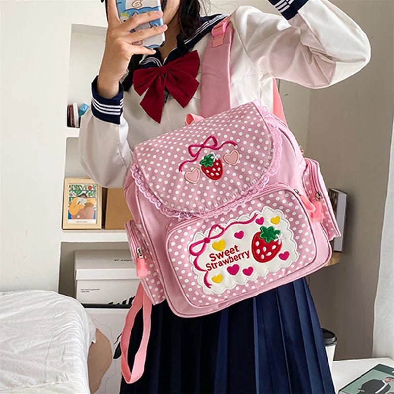 Mochila Multifuncional De Frutas Para Meninas Bolsa De Ombro Morango Renda Bolsa De Alta Qualidade