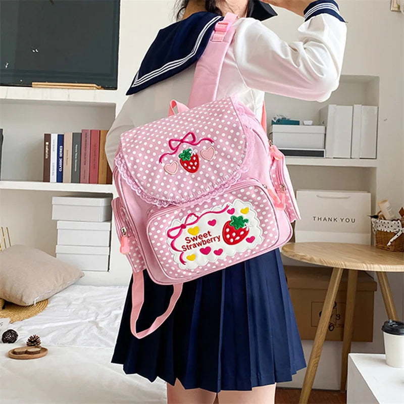 Mochila Multifuncional De Frutas Para Meninas Bolsa De Ombro Morango Renda Bolsa De Alta Qualidade