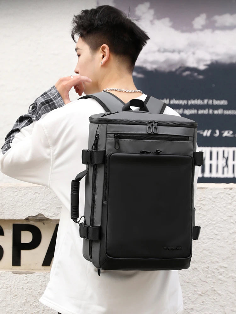 Mochila De Viagem Impermeável Design Quadrado Com Compartimentos Mochila De Alta Qualidade