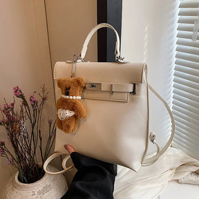 Mochila Portátil Saco de Viagem Para Mulheres Chaveiro de Pelúcia Com Alça Dupla
