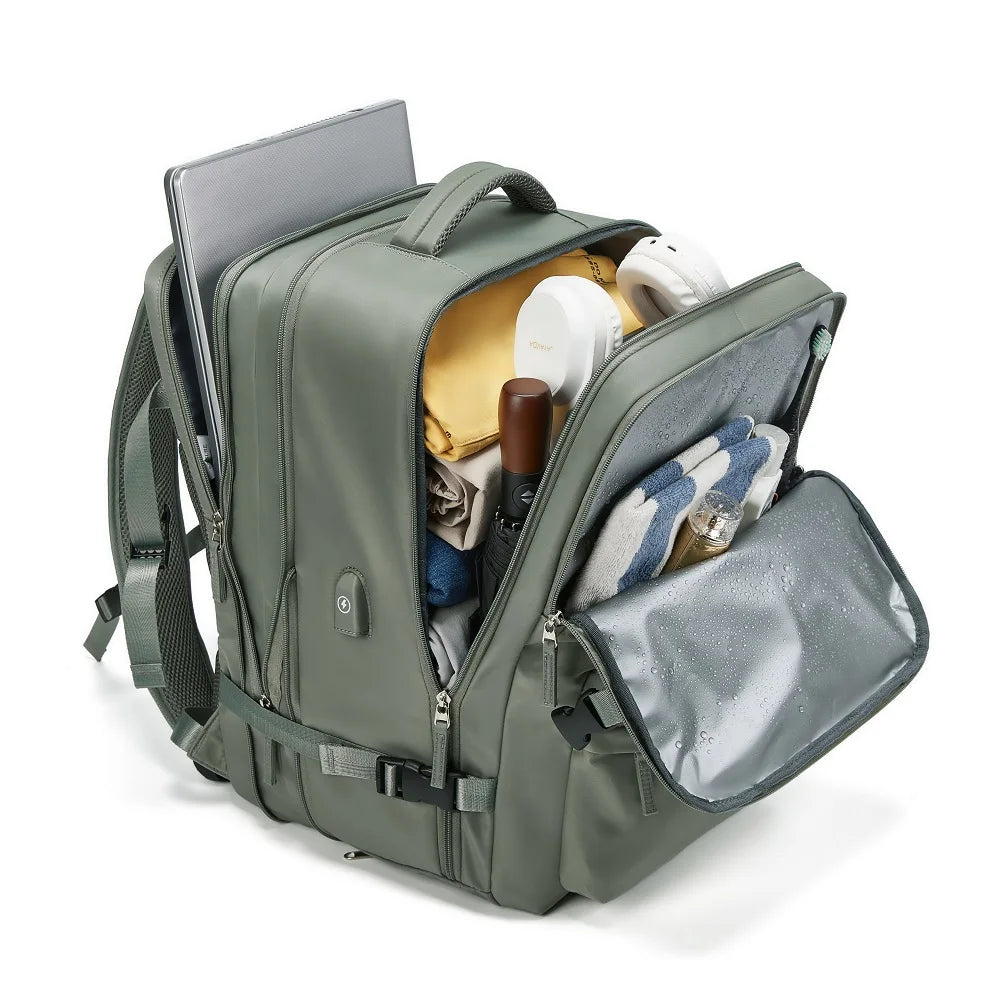 Mochila De Viagem Impermeável Com Carregamento USB Laptop com Compartimento De Sapato