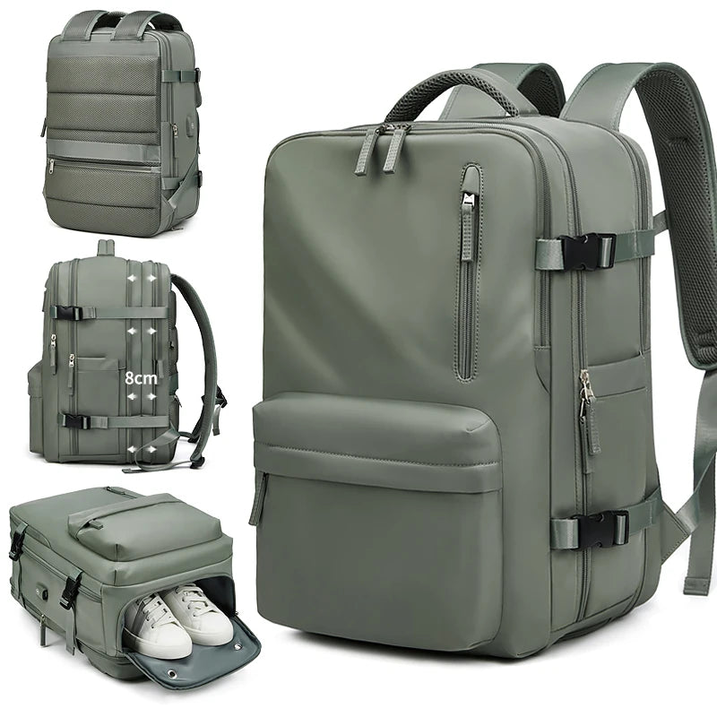 Mochila De Viagem Impermeável Com Carregamento USB Laptop com Compartimento De Sapato