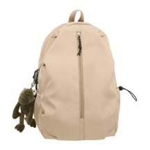 Mochila Unissex Monocromática Para Viagem com Pingente de Sapinho