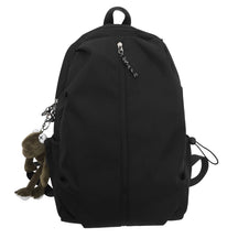 Mochila Unissex Monocromática Para Viagem com Pingente de Sapinho