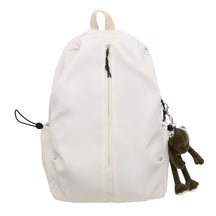 Mochila Unissex Monocromática Para Viagem com Pingente de Sapinho