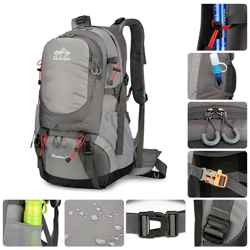 Mochila Para Viagem Impermeável 50L Camping Caminhada Grande Capacidade
