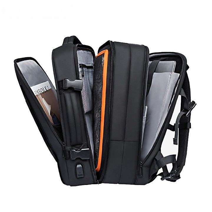 Mochila Masculina de Negócios + Capa Protetora de Chuva - Entrada USB - 37 Litros - à Prova d'Água - City Bag