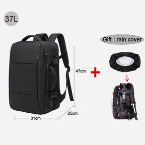 Mochila Masculina de Negócios + Capa Protetora de Chuva - Entrada USB - 37 Litros - à Prova d'Água - City Bag