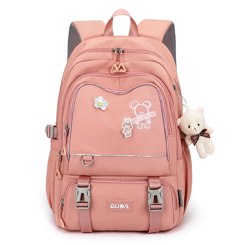 Mochila Feminina Juvenil Moderna com Diversos Bolsos Espaçosos