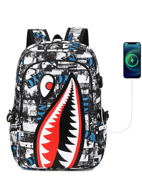 Mochila Escolar Tubarão com Porta de Carregamento USB - CityBag