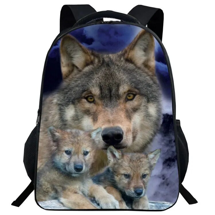 Mochila Escolar com Estampa de Lobo - CityBag