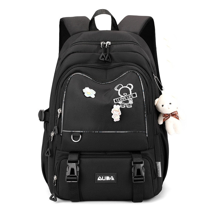 Mochila Feminina Juvenil Moderna com Diversos Bolsos Espaçosos