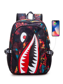 Mochila Escolar Tubarão com Porta de Carregamento USB - CityBag