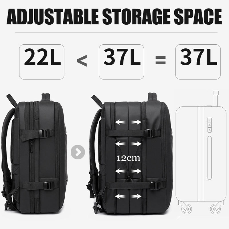 Mochila Masculina de Negócios + Capa Protetora de Chuva - Entrada USB - 37 Litros - à Prova d'Água - City Bag