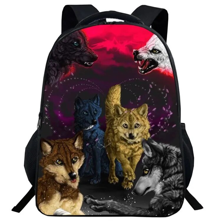 Mochila Escolar com Estampa de Lobo - CityBag