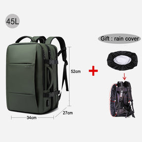 Mochila Masculina de Negócios + Capa Protetora de Chuva - Entrada USB - 37 Litros - à Prova d'Água - City Bag