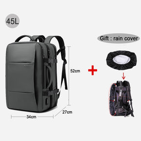 Mochila Masculina de Negócios + Capa Protetora de Chuva - Entrada USB - 37 Litros - à Prova d'Água - City Bag