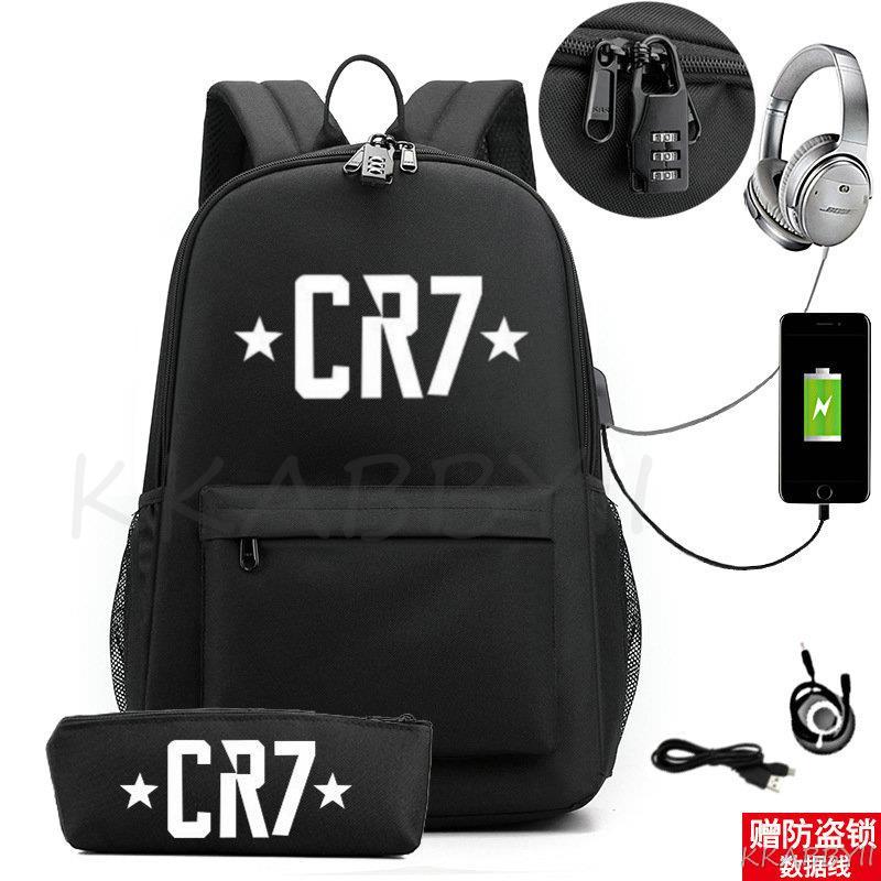 Kit Escolar CR7: Mochila com Entrada de Fone de Ouvido e USB + Estojo