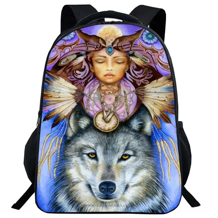 Mochila Escolar com Estampa de Lobo - CityBag