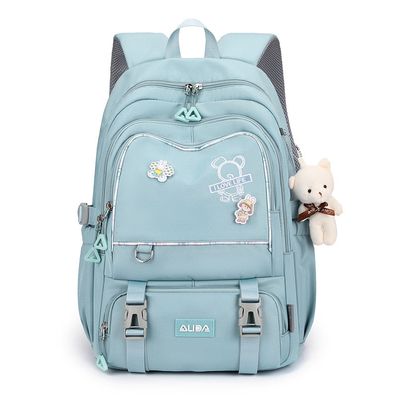 Mochila Feminina Juvenil Moderna com Diversos Bolsos Espaçosos