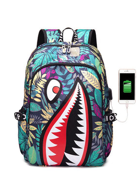 Mochila Escolar Tubarão com Porta de Carregamento USB - CityBag