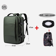 Mochila Masculina de Negócios + Capa Protetora de Chuva - Entrada USB - 37 Litros - à Prova d'Água - City Bag