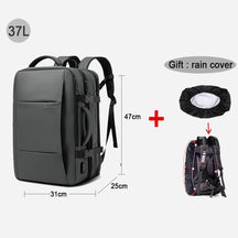 Mochila Masculina de Negócios + Capa Protetora de Chuva - Entrada USB - 37 Litros - à Prova d'Água - City Bag