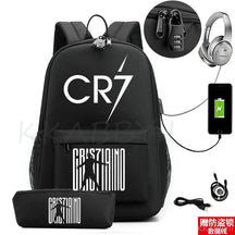 Kit Escolar CR7: Mochila com Entrada de Fone de Ouvido e USB + Estojo