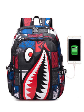 Mochila Escolar Tubarão com Porta de Carregamento USB - CityBag