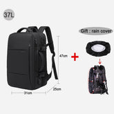 Mochila Masculina de Negócios + Capa Protetora de Chuva - Entrada USB - 37 Litros - à Prova d'Água - City Bag