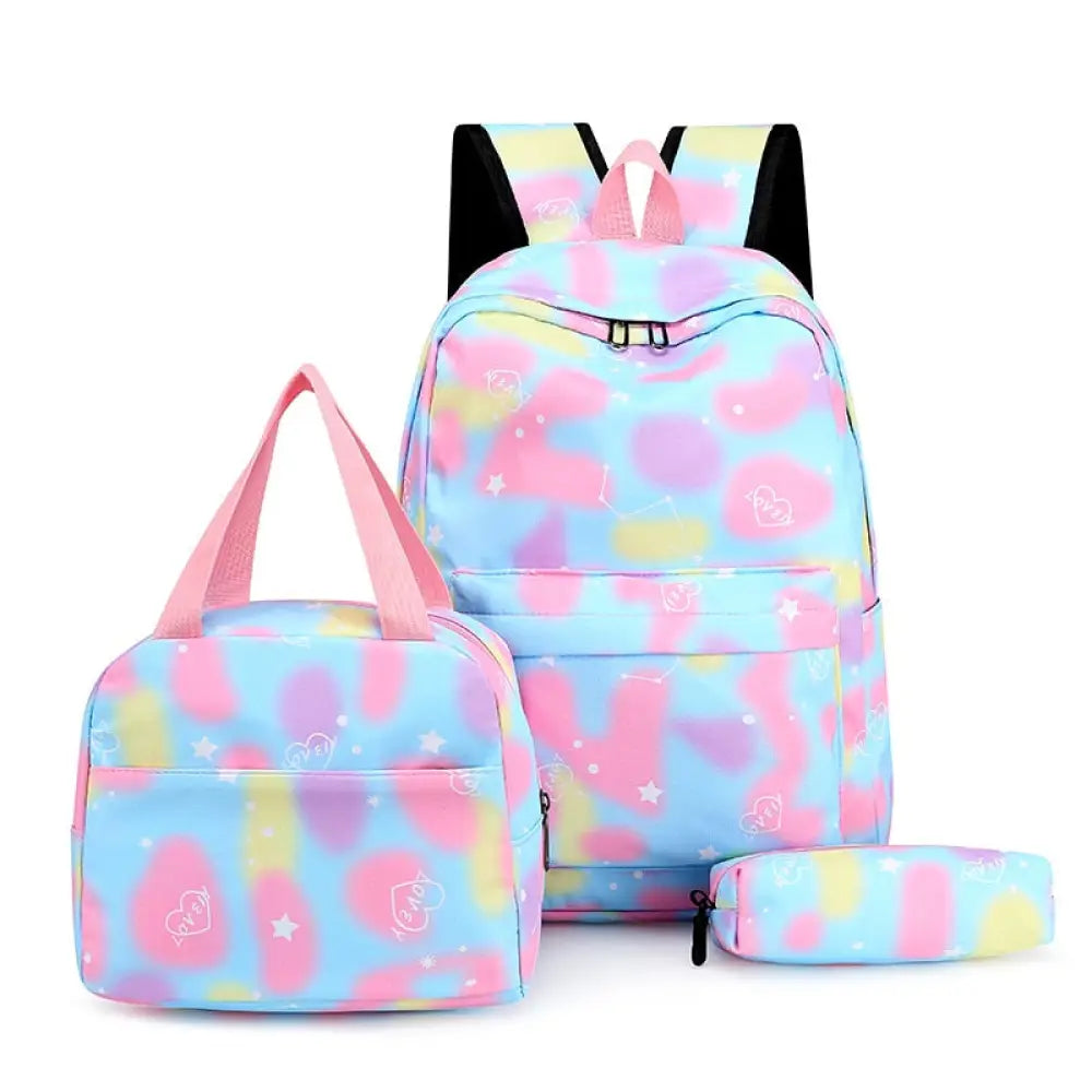 Conjunto Fashion 3 em 1: Mochila Escolar,  Lancheira e Estojo