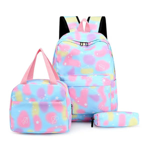 Conjunto Fashion 3 em 1: Mochila Escolar,  Lancheira e Estojo