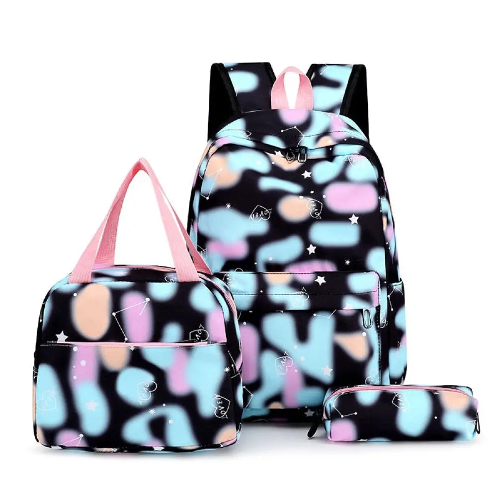 Conjunto Fashion 3 em 1: Mochila Escolar,  Lancheira e Estojo