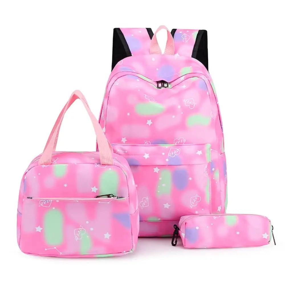 Conjunto Fashion 3 em 1: Mochila Escolar,  Lancheira e Estojo