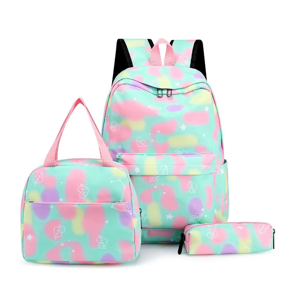 Conjunto Fashion 3 em 1: Mochila Escolar,  Lancheira e Estojo