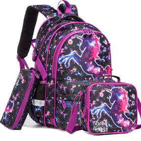 Kit Escolar 3 Peças com Estampas Animadas: Mochila, Lancheira e Estojo