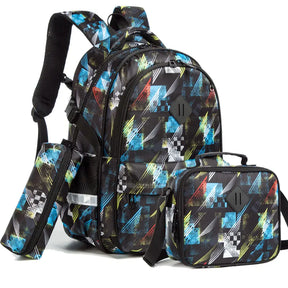 Kit Escolar 3 Peças com Estampas Animadas: Mochila, Lancheira e Estojo
