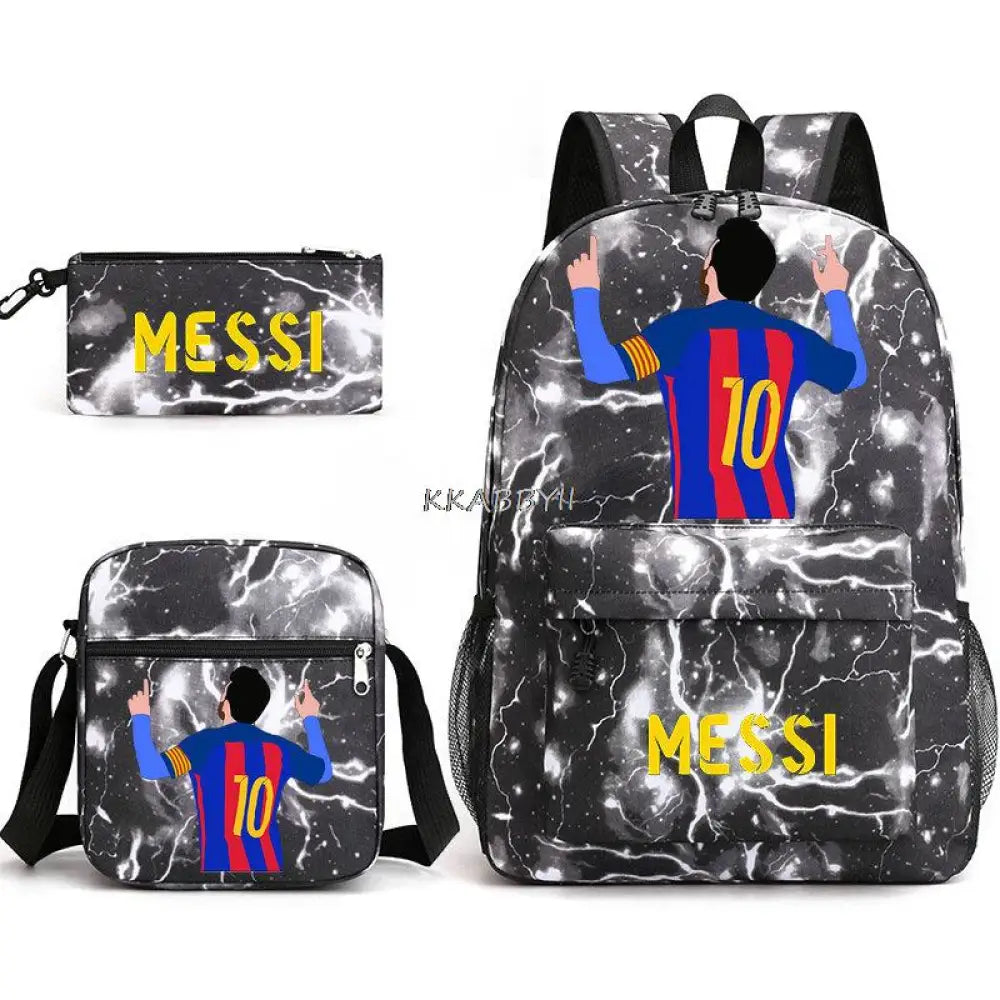 Kit Escolar do Messi Com 3 Peças - Mochila, Bolsa de Ombro e Estojo